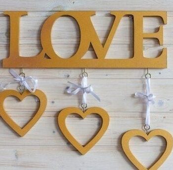 Intra απο ξύλο plywood 3mm-4mm πάχος – ξύλο κορνίζας φωτογραφιών καρδιών παπιγιόν με θέμα Love 25x25 cm INTRAVECTRY-MY556956 - Image 1