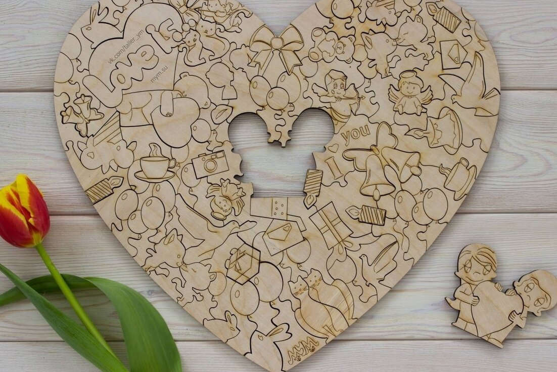 Intra απο ξύλο plywood 3mm-4mm πάχος – ξύλο Ξύλινο παζλ Love Heart 30x35 cm INTRAVECTRY-MY556427