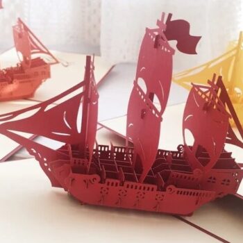 Intra απο ξύλο plywood 3mm-4mm πάχος – τρισδιάστατη ευχετήρια κάρτα ιστιοφόρου 12x15 cm INTRAVECTRY-MY556434 - Image 2