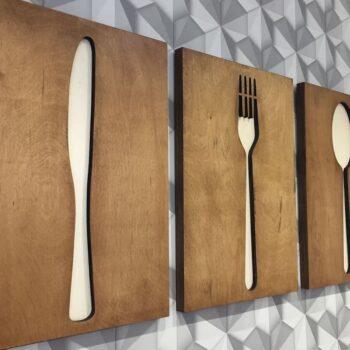 Intra απο ξύλο plywood 3mm-4mm πάχος – Πιρούνι Μαχαίρι Κουτάλι Διακοσμητικό ξύλο Τοίχου 20x20 cm INTRAVECTRY-MY556519 - Image 1