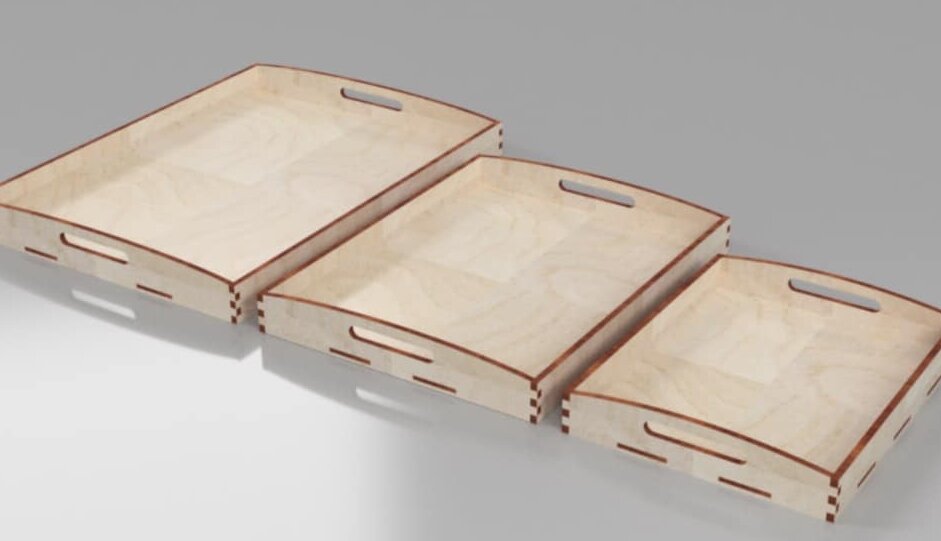 Intra απο ξύλο plywood 3mm-4mm πάχος – 3 Συσκευάστε το ξύλο ορθογώνιων δίσκων σερβιρίσματος 20x20 cm INTRAVECTRY-MY556534