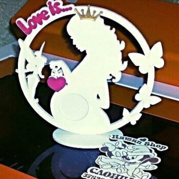 Intra απο ξύλο plywood 3mm-4mm πάχος – Κορνίζα Έγκυος Κυρία με ξύλο Νεράιδα 30x35 cm INTRAVECTRY-MY556548 - Image 1