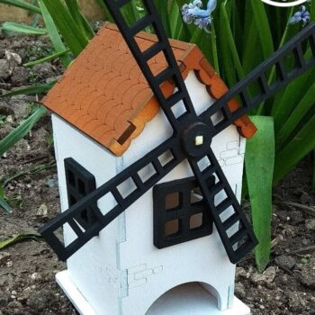 Intra απο ξύλο plywood 3mm-4mm πάχος – Ξύλινο ξύλο τσαγιού Windmill 15x15 cm INTRAVECTRY-MY556570 - Image 1