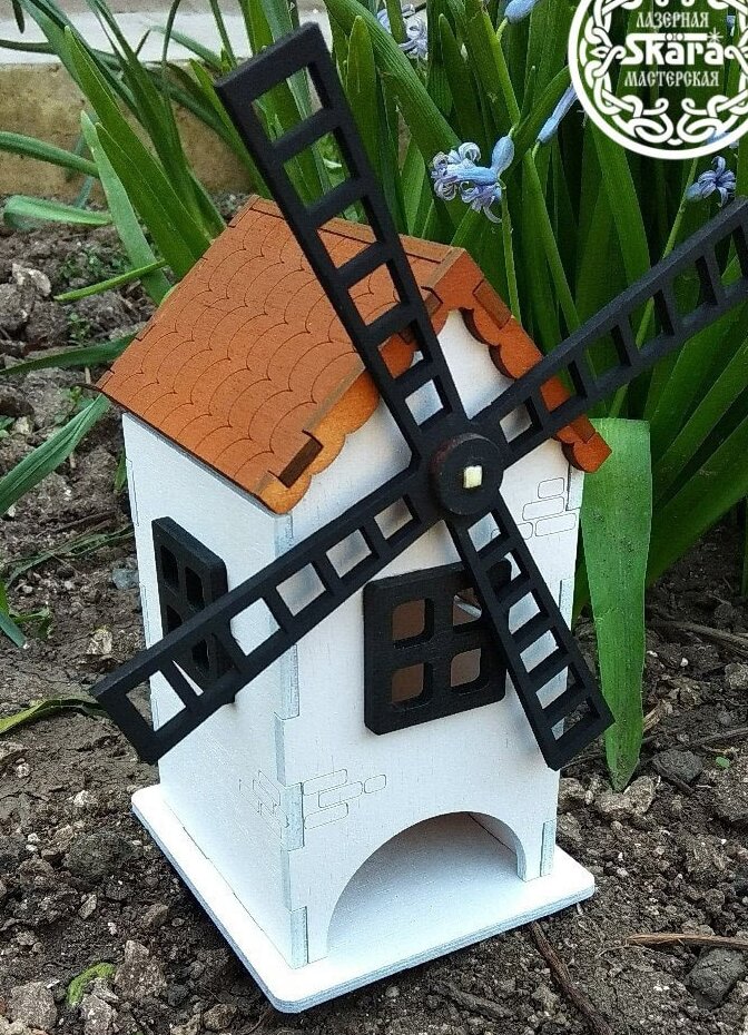 Intra απο ξύλο plywood 3mm-4mm πάχος – Ξύλινο ξύλο τσαγιού Windmill 12x15 cm INTRAVECTRY-MY557764