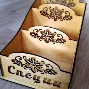 Intra απο ξύλο plywood 3mm-4mm πάχος – ξύλο Ξύλινου κουτιού μπαχαρικών με 3 διαμερίσματα 12x15 cm INTRAVECTRY-MY557765 - Image 1