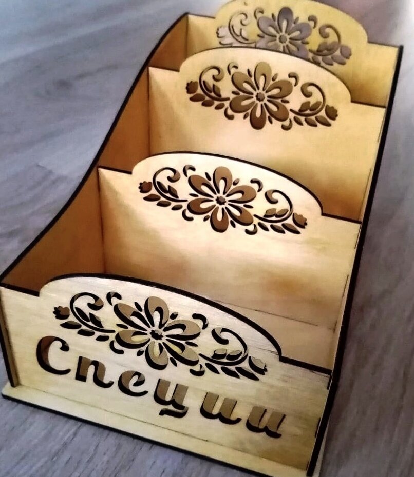 Intra απο ξύλο plywood 3mm-4mm πάχος – ξύλο Ξύλινου κουτιού μπαχαρικών με 3 διαμερίσματα 50x60 cm INTRAVECTRY-MY556571