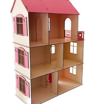 Intra απο ξύλο plywood 3mm-4mm πάχος – Κουκλόσπιτο με Μπαλκόνι 20x25 cm INTRAVECTRY-MY556602 - Image 1