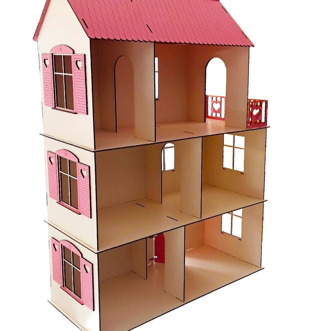 Intra απο ξύλο plywood 3mm-4mm πάχος – Κουκλόσπιτο με Μπαλκόνι 20x25 cm INTRAVECTRY-MY556602