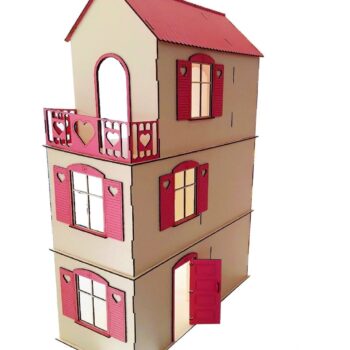 Intra απο ξύλο plywood 3mm-4mm πάχος – Κουκλόσπιτο με Μπαλκόνι 20x25 cm INTRAVECTRY-MY556602 - Image 2