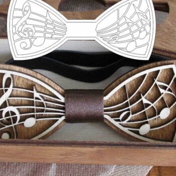 Intra απο ξύλο plywood 3mm-4mm πάχος – Ξύλινο παπιγιόν με μουσική σημειογραφία 25x30 cm INTRAVECTRY-MY556620 - Image 1