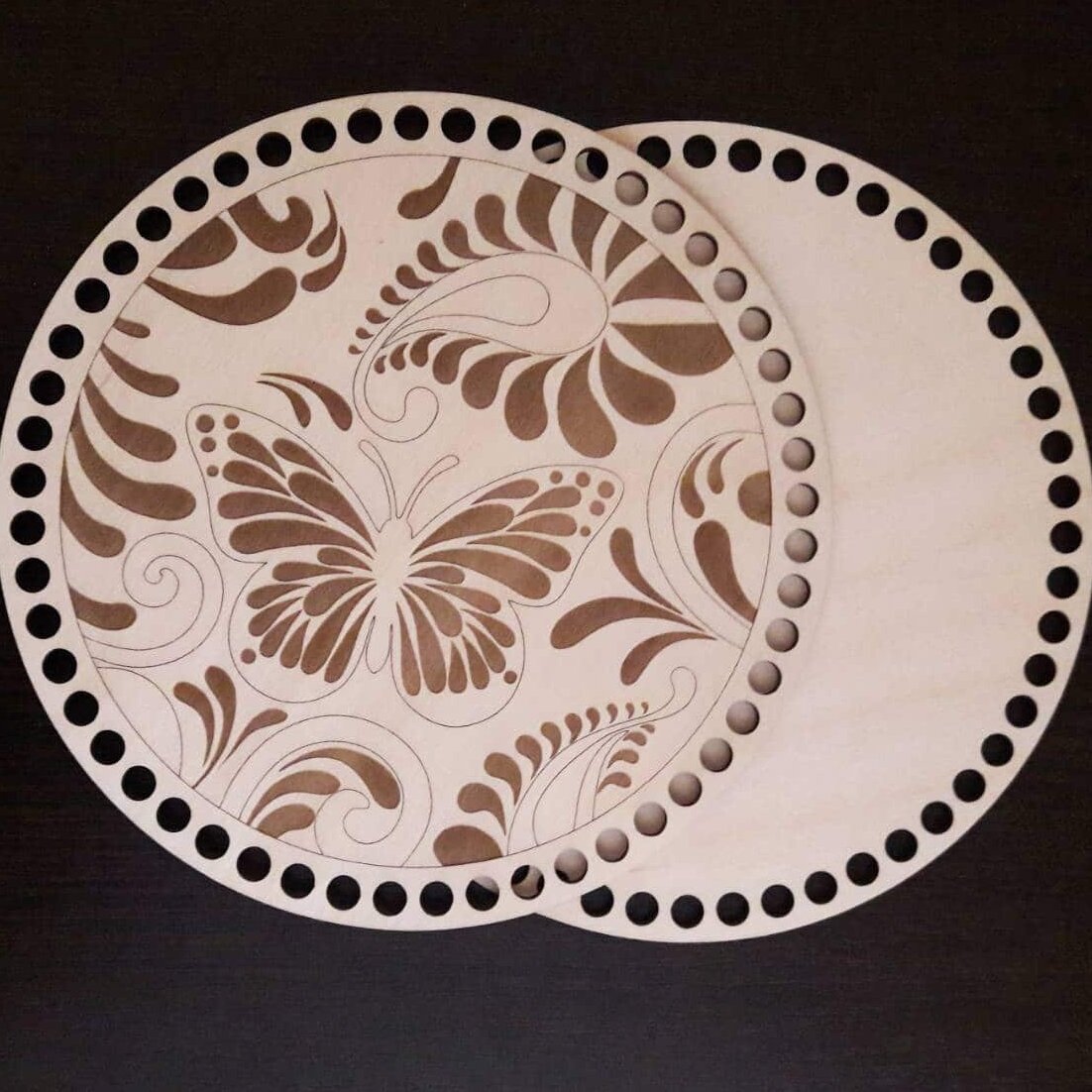 Intra απο ξύλο plywood 3mm-4mm πάχος – Καπάκι και βάση καλαθιού βελονάκι 40x40 cm INTRAVECTRY-MY556628