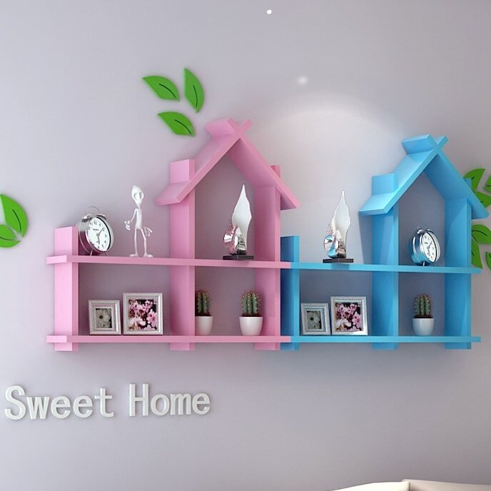 Intra απο ξύλο plywood 3mm-4mm πάχος – Ράφι τοίχου σε σχήμα καλύβας για παιδικό δωμάτιο 12x15 cm INTRAVECTRY-MY557407