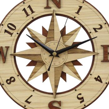 Intra απο ξύλο plywood 3mm-4mm πάχος – Wind Rose Compass Ξύλινο ρολόι τοίχου 45x50 cm INTRAVECTRY-MY561181 - Image 1