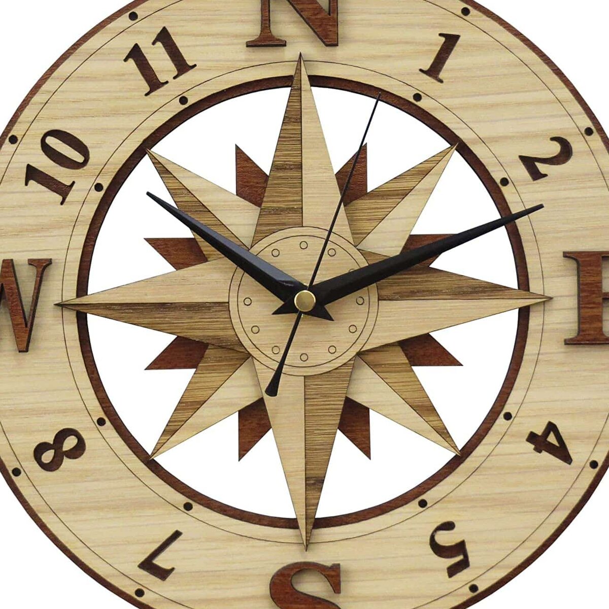 Intra απο ξύλο plywood 3mm-4mm πάχος – Wind Rose Compass Ξύλινο ρολόι τοίχου 15x15 cm INTRAVECTRY-MY556651