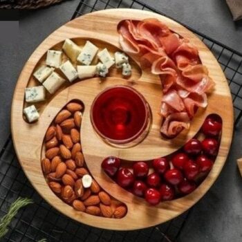 Intra απο ξύλο plywood 3mm-4mm πάχος – Δίσκος παξιμαδιών με τμήματα κύκλο και τετράγωνη συλλογή 40x45 cm INTRAVECTRY-MY559118 - Image 1