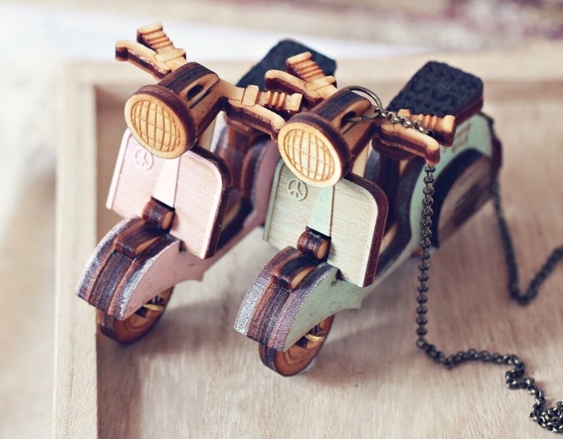 Intra απο ξύλο plywood 3mm-4mm πάχος – Mini Vespa Scooter Ξύλινο Μοντέλο 15x20 cm INTRAVECTRY-MY561586