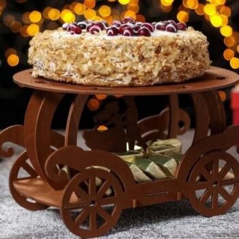 Intra απο ξύλο plywood 3mm-4mm πάχος – Στάση κέικ για την επέτειο με ζευγάρι που χορεύει 25x25 cm INTRAVECTRY-MY556664 - Image 1