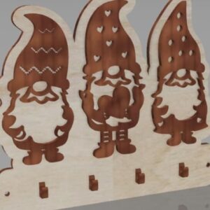 Intra απο ξύλο plywood 3mm-4mm πάχος – Ξύλινη κλειδοθήκη τοίχου Άγιου Βασίλη με 4 γάντζους 35x40 cm INTRAVECTRY-MY557613