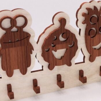 Intra απο ξύλο plywood 3mm-4mm πάχος – Κλειδοθήκη τοίχου Cartoon με 5 γάντζους 50x60 cm INTRAVECTRY-MY557617 - Image 1