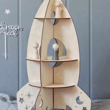 Intra απο ξύλο plywood 3mm-4mm πάχος – Μόνιμη ράφι σε σχήμα πυραύλου 40x45 cm INTRAVECTRY-MY559218 - Image 1