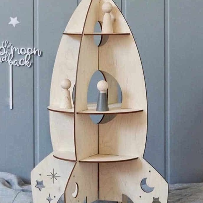 Intra απο ξύλο plywood 3mm-4mm πάχος – Μόνιμη ράφι σε σχήμα πυραύλου 25x25 cm INTRAVECTRY-MY556672