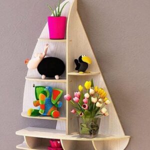 Intra απο ξύλο plywood 3mm-4mm πάχος – Ράφι τοίχου σε σχήμα σκάφους 50x60 cm INTRAVECTRY-MY556674