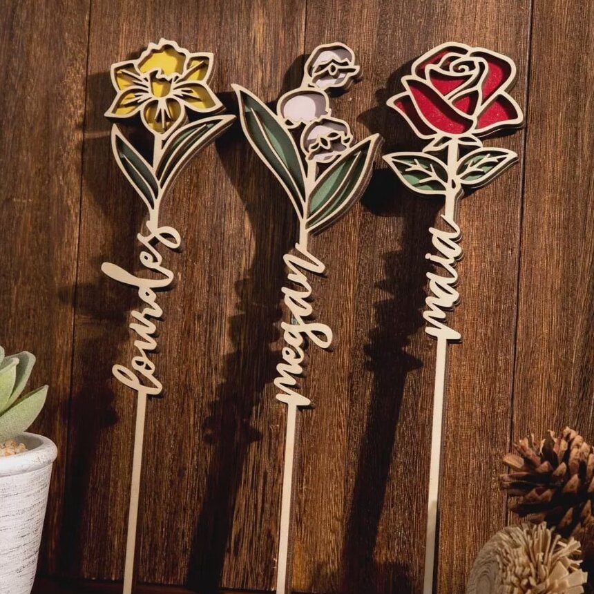 Intra απο ξύλο plywood 3mm-4mm πάχος – Ξύλινη συλλογή λουλουδιών Δώρο για τον εραστή 30x35 cm INTRAVECTRY-MY560628