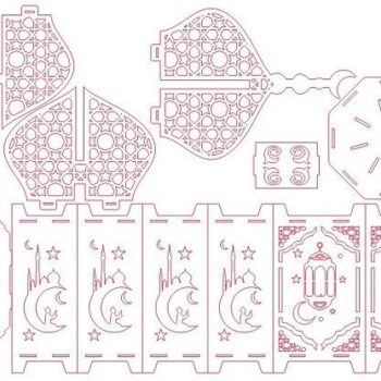 Intra απο ξύλο plywood 3mm-4mm πάχος – ξύλο Ισλαμικού Φαναριού για το Φεστιβάλ Ραμαζάνιντ 40x40 cm INTRAVECTRY-MY558266 - Image 3