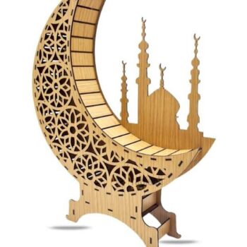 Intra απο ξύλο plywood 3mm-4mm πάχος – Ξύλινο τόξο φαναριού Ramadan Crescent 30x35 cm INTRAVECTRY-MY557932 - Image 1