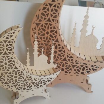 Intra απο ξύλο plywood 3mm-4mm πάχος – Ξύλινο τόξο φαναριού Ramadan Crescent 30x35 cm INTRAVECTRY-MY557932 - Image 2