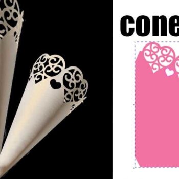 Intra απο ξύλο plywood 3mm-4mm πάχος – Κώνος γάμου με κομμένο αρχείο καρδιών Δίασταση  20x20 cm INTRAFABR-36423518 - Image 1