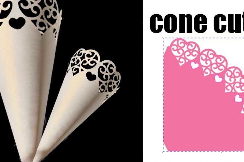 Intra απο ξύλο plywood 3mm-4mm πάχος – Κώνος γάμου με κομμένο αρχείο καρδιών Δίασταση  20x20 cm INTRAFABR-36423518