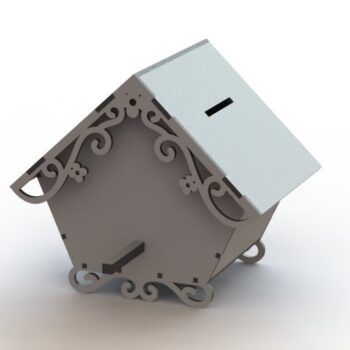 Intra απο ξύλο plywood 3mm-4mm πάχος – ξύλο Κουμπαράς σε σχήμα σπιτιού 40x40 cm INTRAVECTRY-MY557427 - Image 1