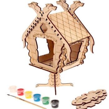 Intra απο ξύλο plywood 3mm-4mm πάχος – Ξύλινη γούρνα τροφοδοσίας καλύβας με ξύλο σχεδίασης αψίδας λύκου 12x15 cm INTRAVECTRY-MY557433 - Image 1