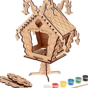 Intra απο ξύλο plywood 3mm-4mm πάχος – Ξύλινη γούρνα τροφοδοσίας καλύβας με ξύλο σχεδίασης αψίδας δράκου 15x20 cm INTRAVECTRY-MY557435 - Image 1