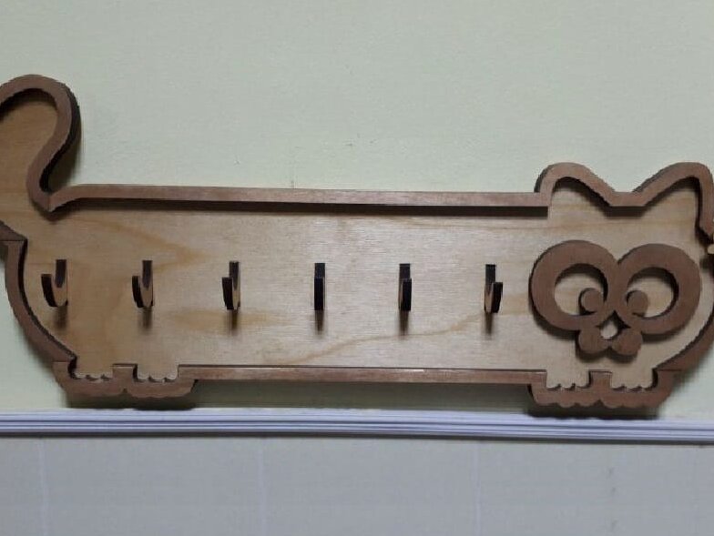 Intra απο ξύλο plywood 3mm-4mm πάχος – ξύλο Ξύλινης κλειδαριάς Sausage Cat 12x15 cm INTRAVECTRY-MY557568