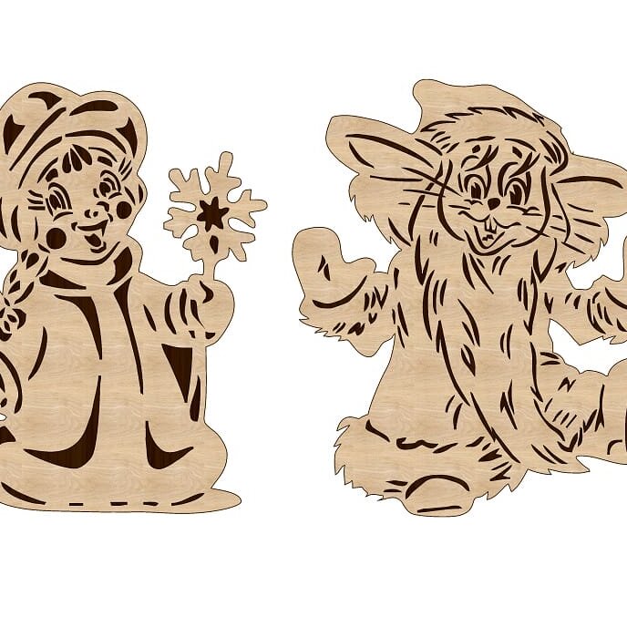 Intra απο ξύλο plywood 3mm-4mm πάχος – ξύλο διακόσμησης Winter Girl Snow Maiden Πρωτοχρονιάς 10x10 cm INTRAVECTRY-MY558213