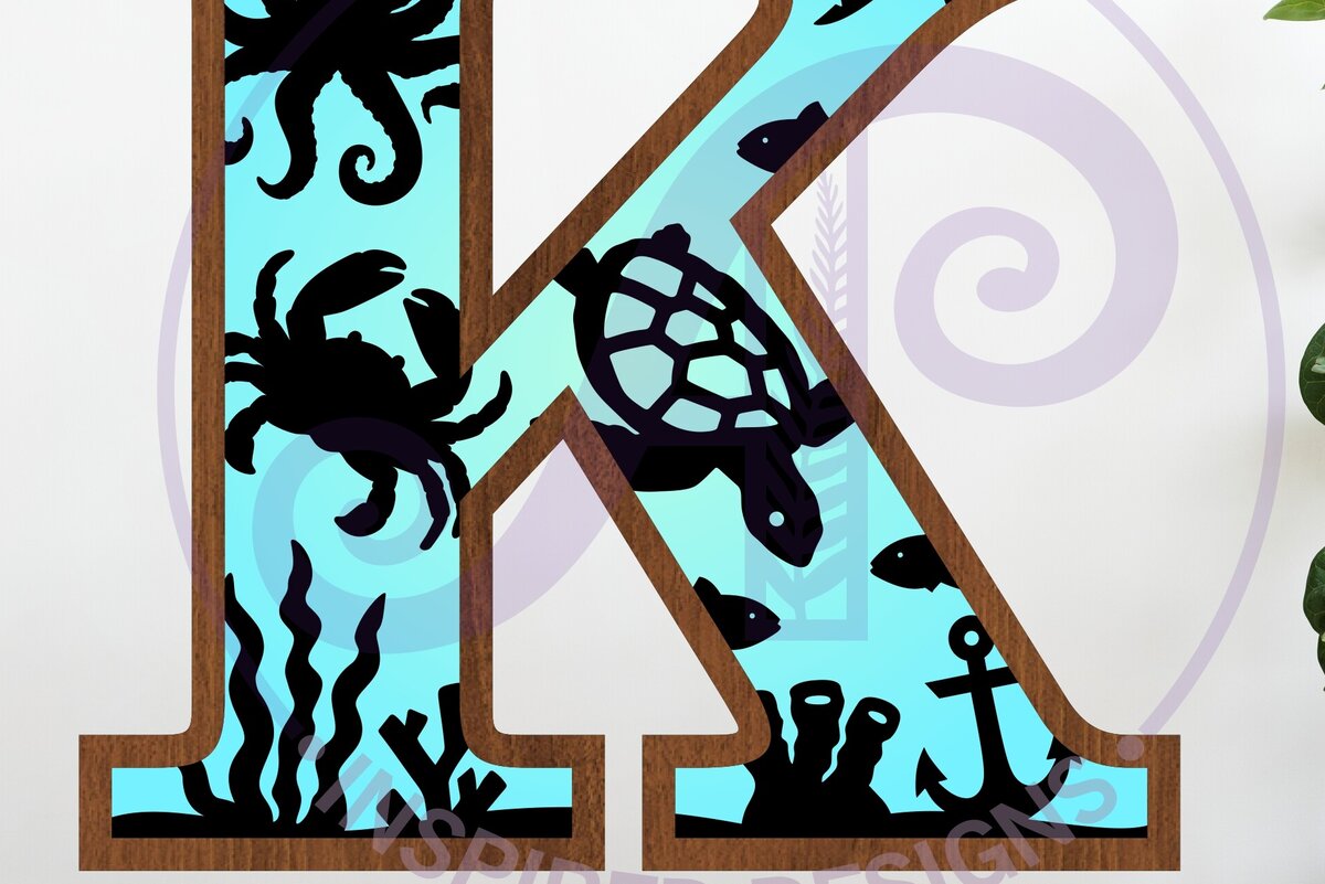 Intra απο ξύλο plywood 3mm-4mm πάχος – Ocean Large K Wall Letter 3 Layer Sign Δίασταση  40x30 cm INTRAFABR-123800445