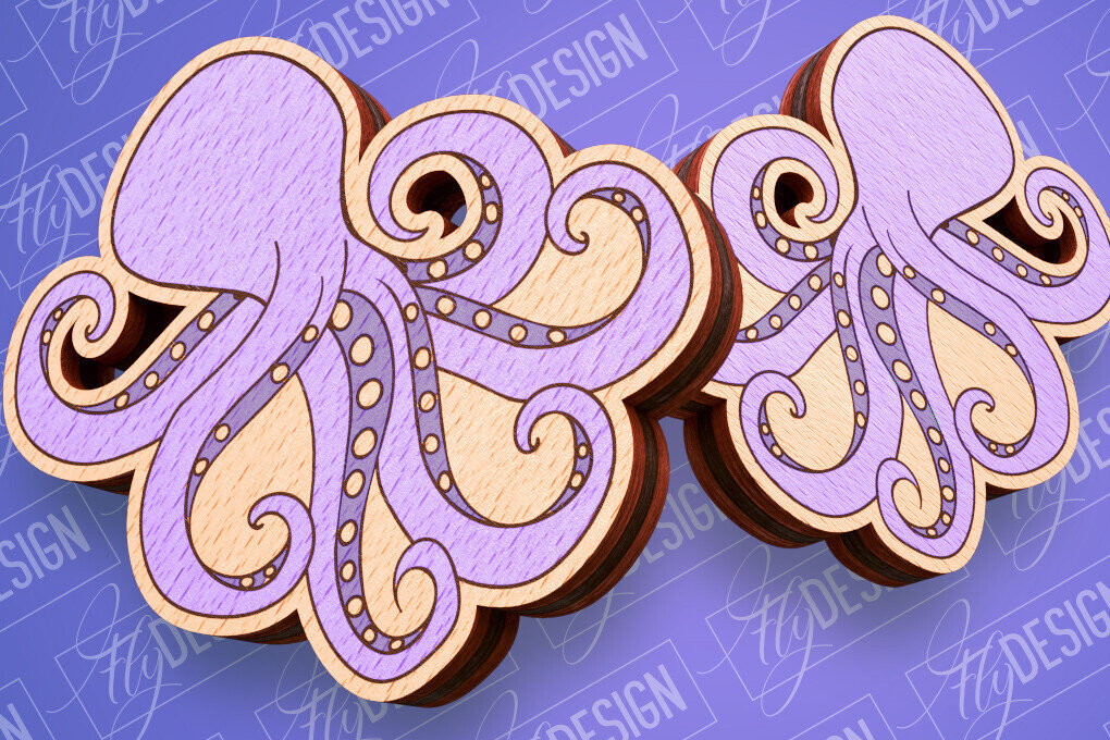 Intra απο ξύλο plywood 3mm-4mm πάχος – Ocean Stud Earrings| Αρχείο CNC Δίασταση  5x5 cm INTRAFABR-93007259