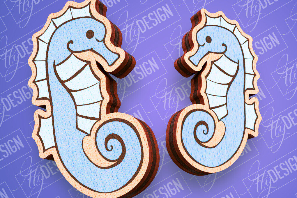 Intra απο ξύλο plywood 3mm-4mm πάχος – Ocean Stud Earrings| Αρχείο CNC Δίασταση  5x5 cm INTRAFABR-93007265