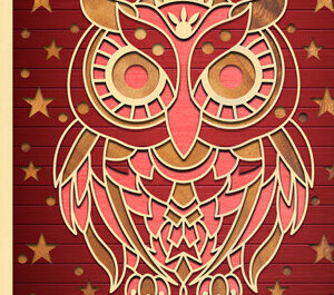 Intra απο ξύλο plywood 3mm-4mm πάχος – Owl Layerd Shadow Box Δίασταση  20x20 cm INTRAFABR-74990958