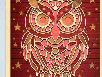 Intra απο ξύλο plywood 3mm-4mm πάχος – Owl Layerd Shadow Box Δίασταση  20x20 cm INTRAFABR-74990958 - Image 1