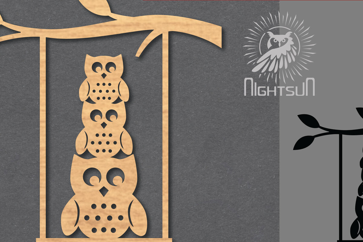 Intra απο ξύλο plywood 3mm-4mm πάχος – Κουκουβάγια σε διακοσμητική αιώρησης 3 Δίασταση  20x20 cm INTRAFABR-119867968