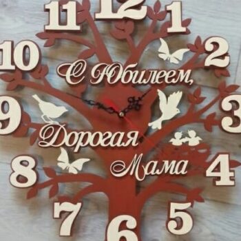 Intra απο ξύλο plywood 3mm-4mm πάχος – ξύλο στρογγυλού ρολογιού τοίχου Tree with Birds 25x25 cm INTRAVECTRY-MY561004 - Image 1