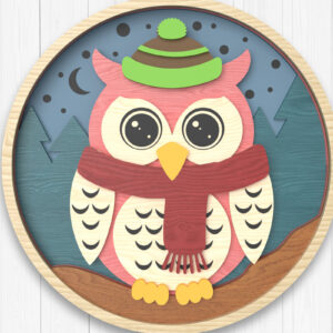 Intra απο ξύλο plywood 3mm-4mm πάχος – OWL Χειμερινό στολίδι Δίασταση 20x20 cm INTRAFABR-106511577