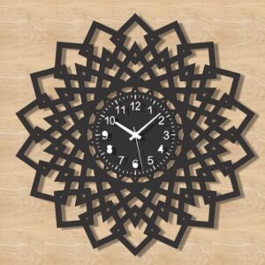 Intra απο ξύλο plywood 3mm-4mm πάχος – ξύλο Γεωμετρικό Ξύλινο Ρολόι Τοίχου 15x15 cm INTRAVECTRY-MY561005