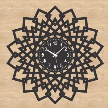 Intra απο ξύλο plywood 3mm-4mm πάχος – ξύλο Γεωμετρικό Ξύλινο Ρολόι Τοίχου 15x15 cm INTRAVECTRY-MY561005 - Image 2