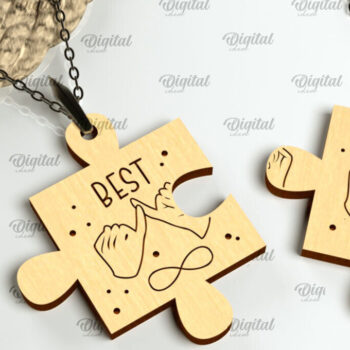 Intra απο ξύλο plywood 3mm-4mm πάχος – Ζευγάρι κρεμαστό κόψιμο με λέιζερ. Ξύλινο μενταγιόν Δίασταση  20x20 cm INTRAFABR-98654491 - Image 1