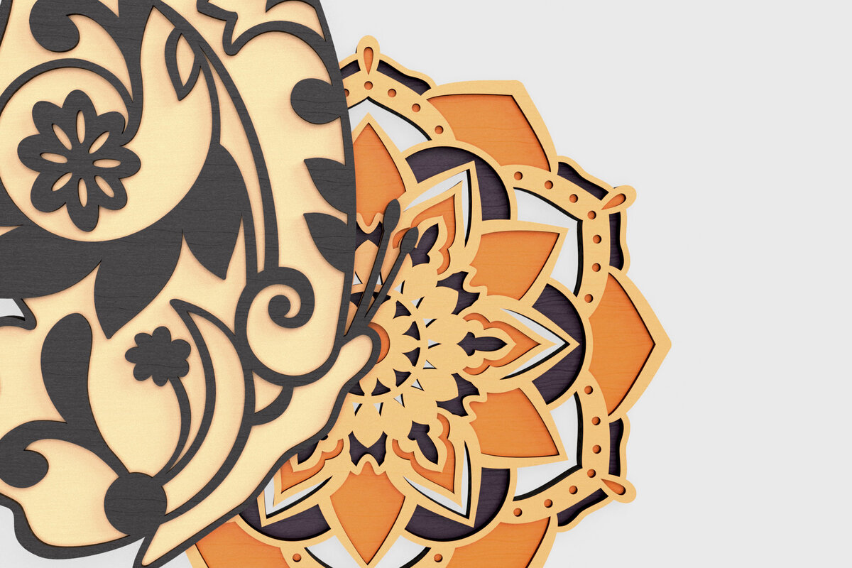 Intra απο ξύλο plywood 3mm-4mm πάχος – Paisley Butterfly και Mandala Δίασταση  20x20 cm INTRAFABR-56154039