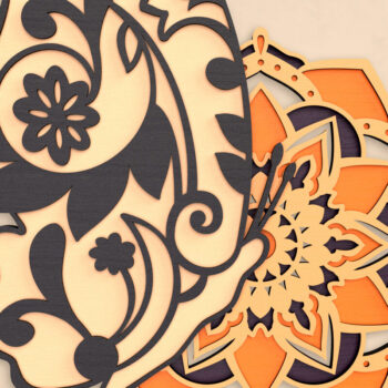 Intra απο ξύλο plywood 3mm-4mm πάχος – Paisley Butterfly και Mandala Δίασταση  20x20 cm INTRAFABR-56154039 - Image 2